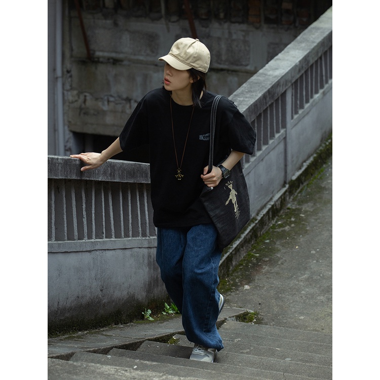 Áo Thun Tay Lỡ Logo Ngực Dáng Thụng 🦋 Áo Phông Unisex Cổ Tròn Cộc Tay 4 Màu 🦋