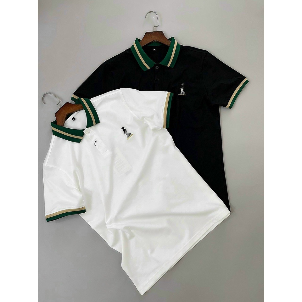 Áo thun nam cổ trụ tay ngắn thêu logo DESIGN áo chất cotton thoáng mát thời trang mùa hè hot trend 2022