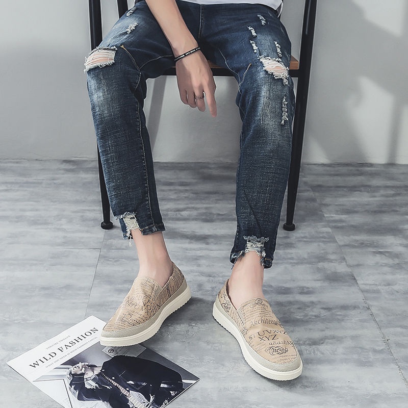 Giày Lười Vải Canvas Thời Trang Hàn Quốc Năng Động Cho Nam