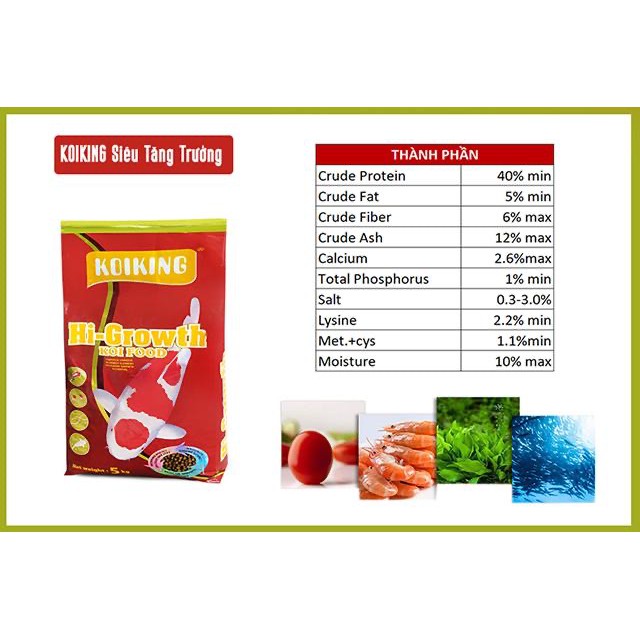 THỨC ĂN CÁ KOIKING CÂN BẰNG, TĂNG TRƯỞNG, TĂNG MÀU SỨC ĐỀ KHÁNG 5KG