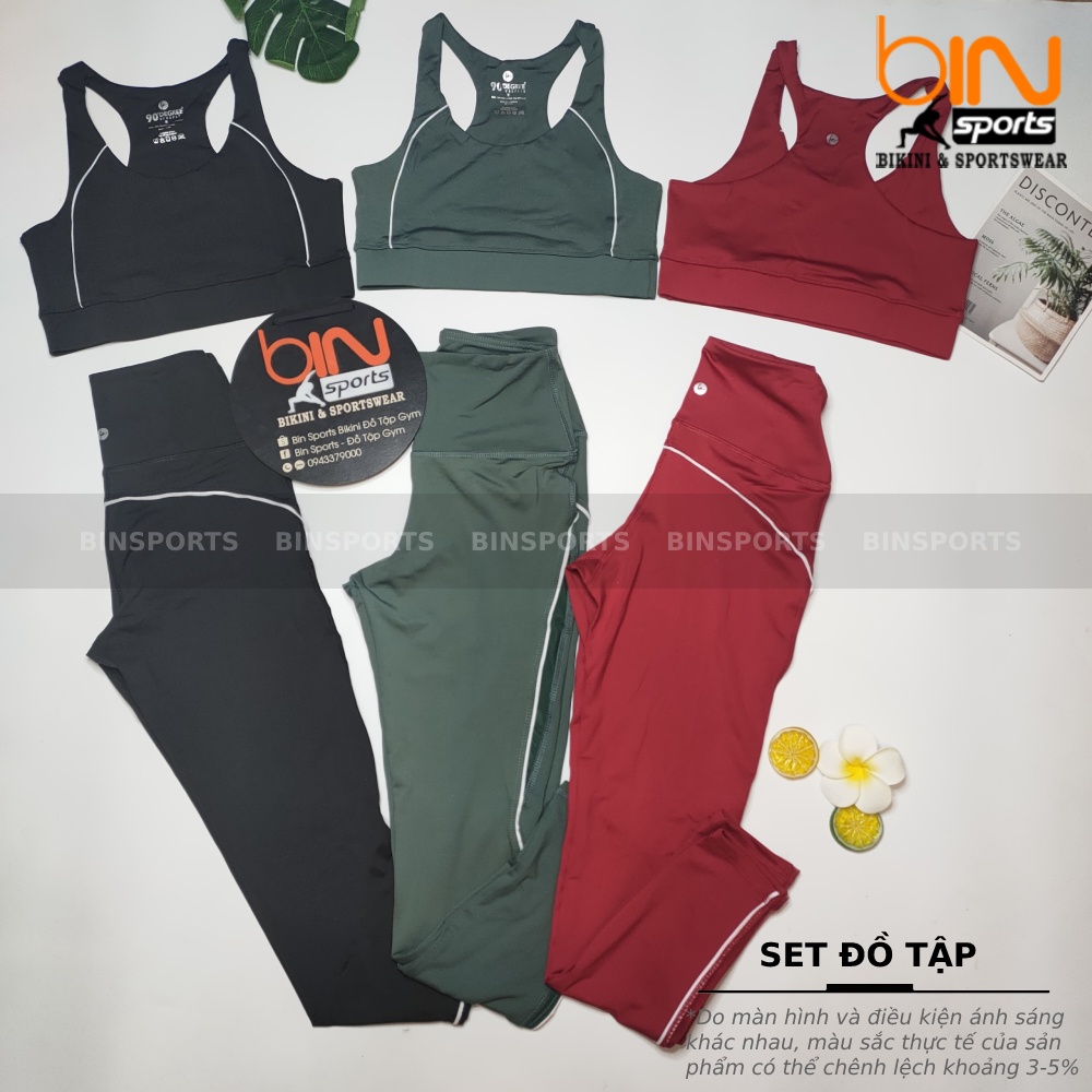 Bộ tập thể thao gym yoga nữ áo bra quần dài kèm mút cao cấp Bin Sport BD105