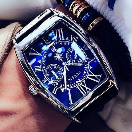 Miễn Phí Vận Chuyển Đồng Hồ Đeo Tay Nam Kiểu Xô Rượu Vang Dây Da 40mm Chống Nước Phát Quang Phong Cách Doanh Nhân Thanh Lịch