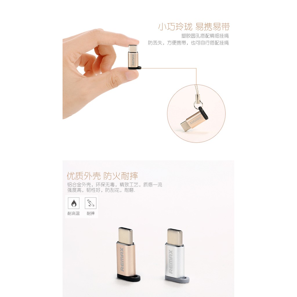 Đầu chuyển đổi OTG Micro USB sang USB TypeC Remax RA-USB1