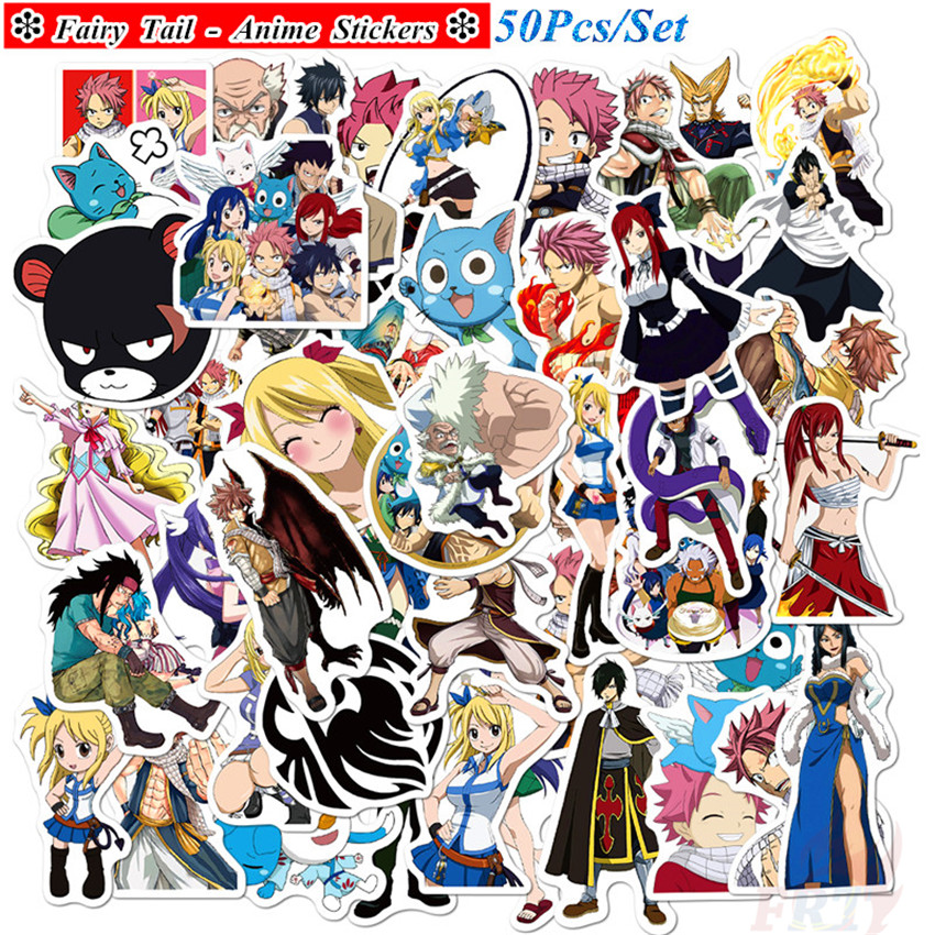 ❉ Fairy Tail - Series 04 Anime Natsu Lucy Erza Happy Stickers ❉ 50Pcs/Set Waterproof DIY Fashion Decals Doodle Stickers