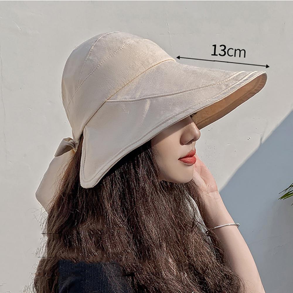 IVORY Mũ Bucket Chống Nắng Thắt Nơ Gấp Gọn Thời Trang Đi Biển Cho Nữ