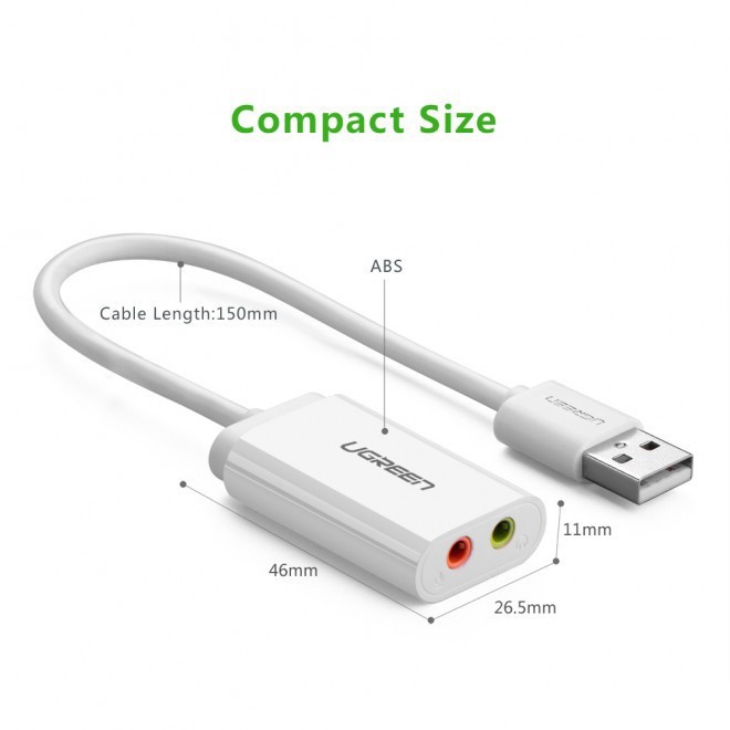 Card sound USB 2.0 to 3.5mm chính hãng Ugreen 30143