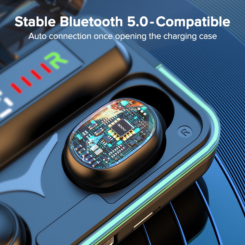 Tai nghe không dây QOOVI kết nối bluetooth âm thanh nổi giảm tiếng ồn chống thấm nước đến 36 giờ