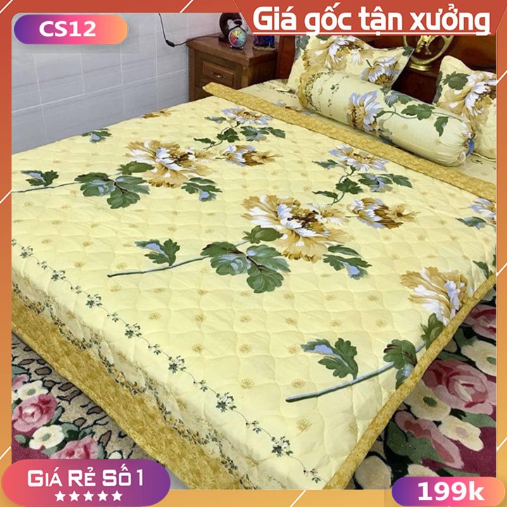 Trọn bộ Chăn Ga 5 Món, Chăn Ga Giá Rẻ Chất Liệu Cotton Poly ⚡Chăn Ga Gối⚡ Hoa Baby chăn trần bông hai mặt hàng loại 1