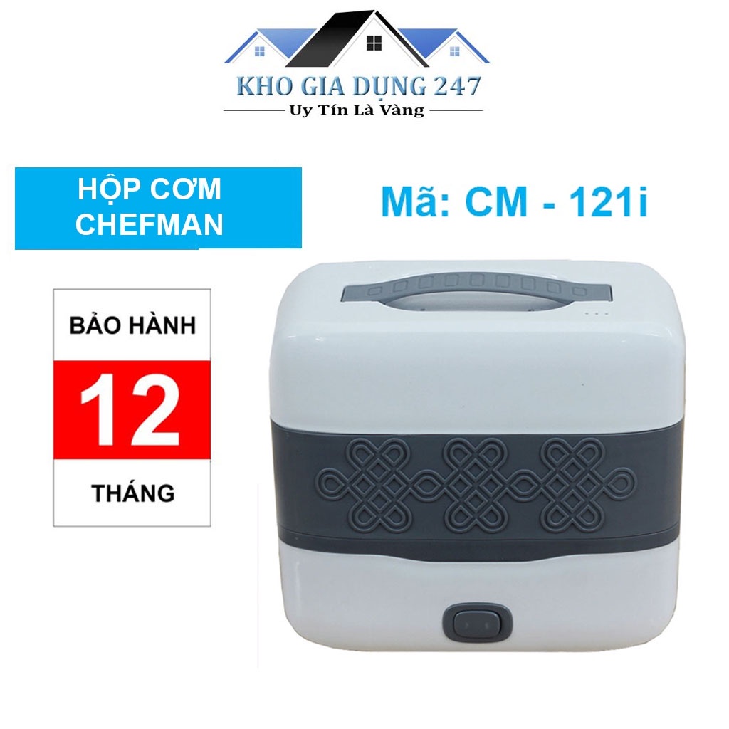 Hộp Cơm Chefman CM - 121i  Bảo Hành 12 Tháng -Hộp Cơm Hâm Nóng -  Hộp Cơm Điện - Nấu Chín Đồ Ăn Tiện Lợi