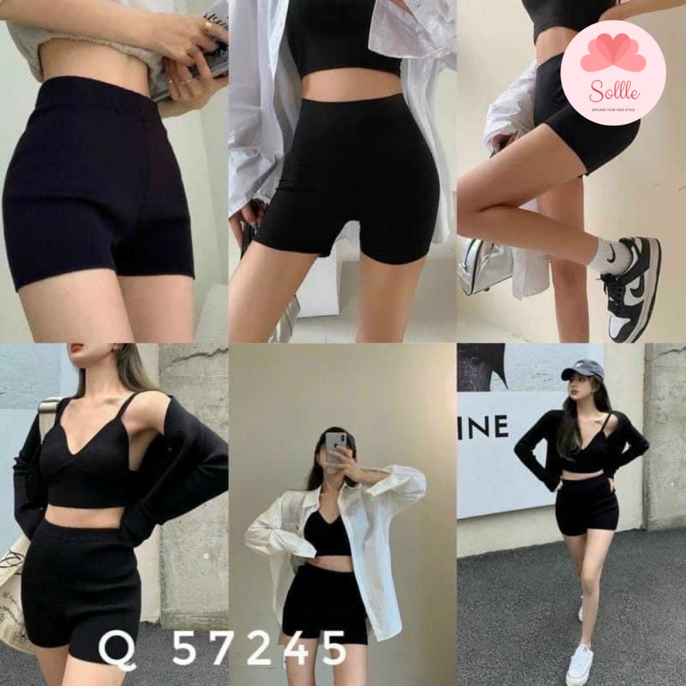 Quần legging đùi short body dáng ôm boxer ngắn phong cách sporty thể thao cá tính Sollle QSL001