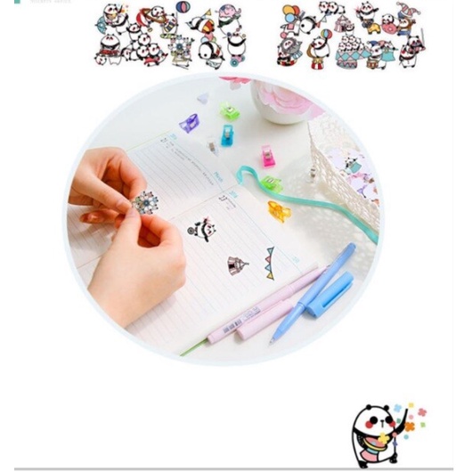 Bộ 40 Sticker Hình Dán Mini Gấu Trúc - Rong Chơi Mẫu 1