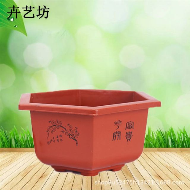 (Ship từ 3 chậu 1 loại) Chậu nhựa lục giác trồng cây bonsai cây cảnh loại tốt