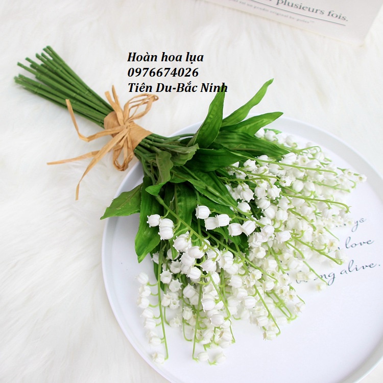 Hoa giả_Hoa linh lan cành 2 nhánh cực đẹp, bó hoa cầm tay cô dâu, phù hợp mọi phong cách_Hoàn hoa lụa
