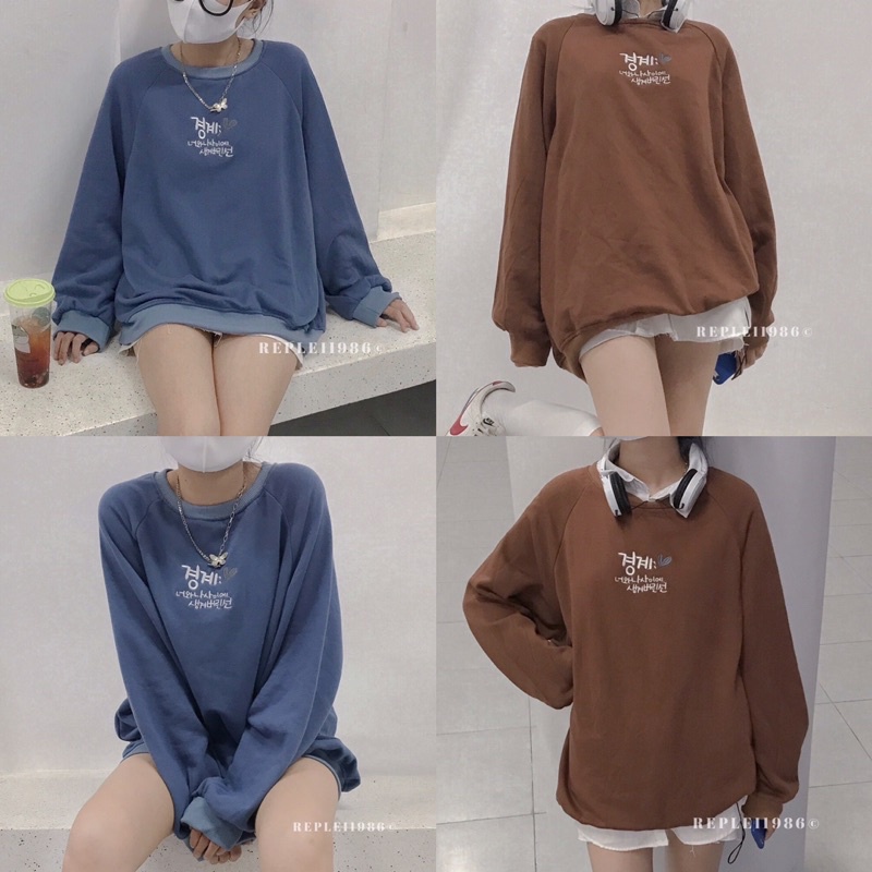 ✤Áo sweater raglan chữ Hàn
