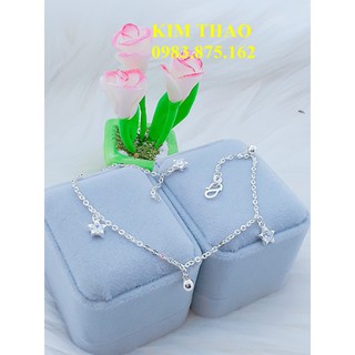 Lắc chân bạc ta treo phụ kiện: chuông + sao