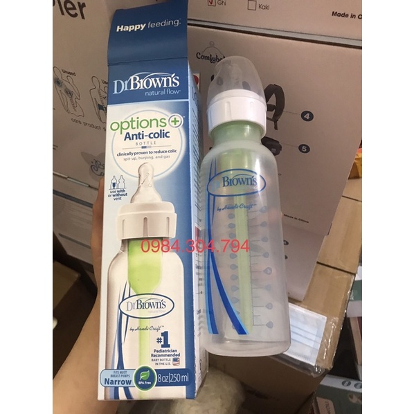 Bình Sữa Dr Brown's Options Plus Cổ Hẹp (cổ thường) bình nhựa Dung Tích 60ml/120ml/250ml