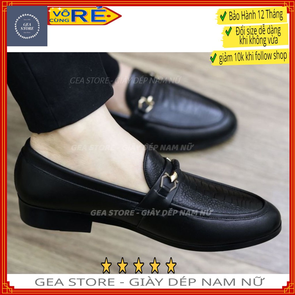 Giày tây nam trẻ trung dập vân xích gea - Giày da nam cao cấp đẹp giá rẻ kèm lót tăng chiều cao mát xa chân - Mã GAEDL02