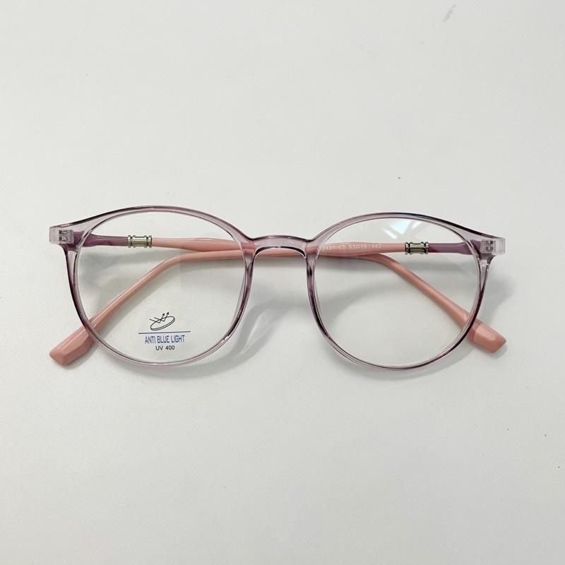 Kính mắt cận nam nữ, gọng giả cận tròn nhựa dẻo Tr90 mẫu mới 22431 chống ánh sáng xanh, UV400 Jolie eyewear