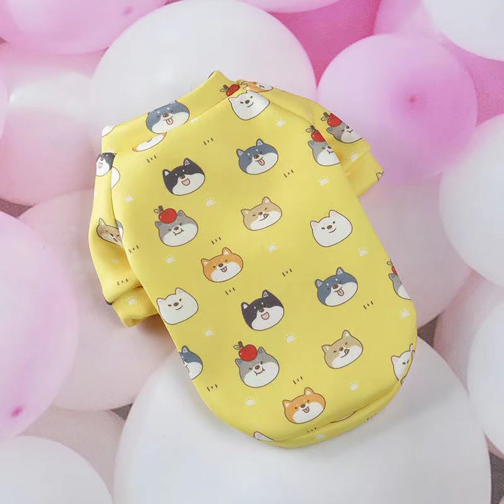 Áo Cotton Cổ Tròn In Họa Tiết Hoạt Hình Đáng Yêu Cho Thú Cưng