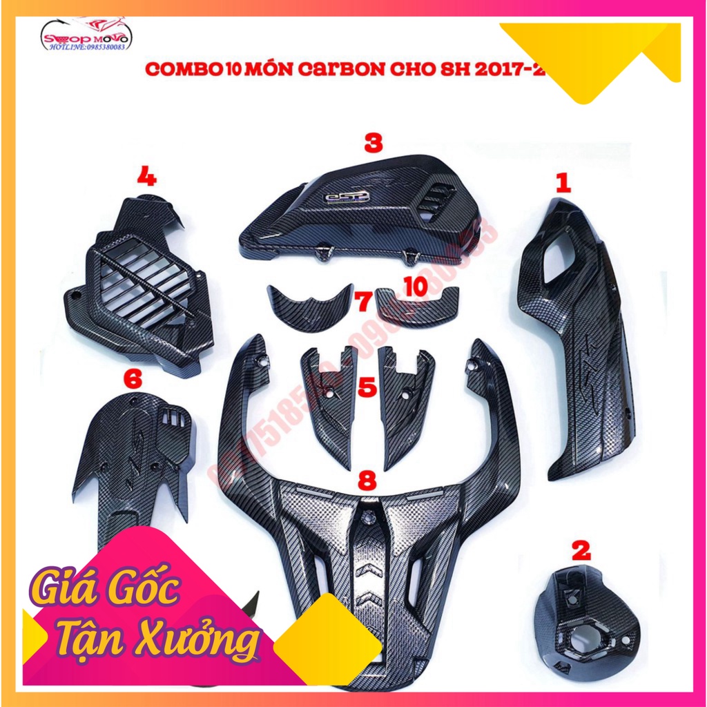 FULL BỘ CARBON CHO SH 2017-2019 (Ảnh Sp thật)