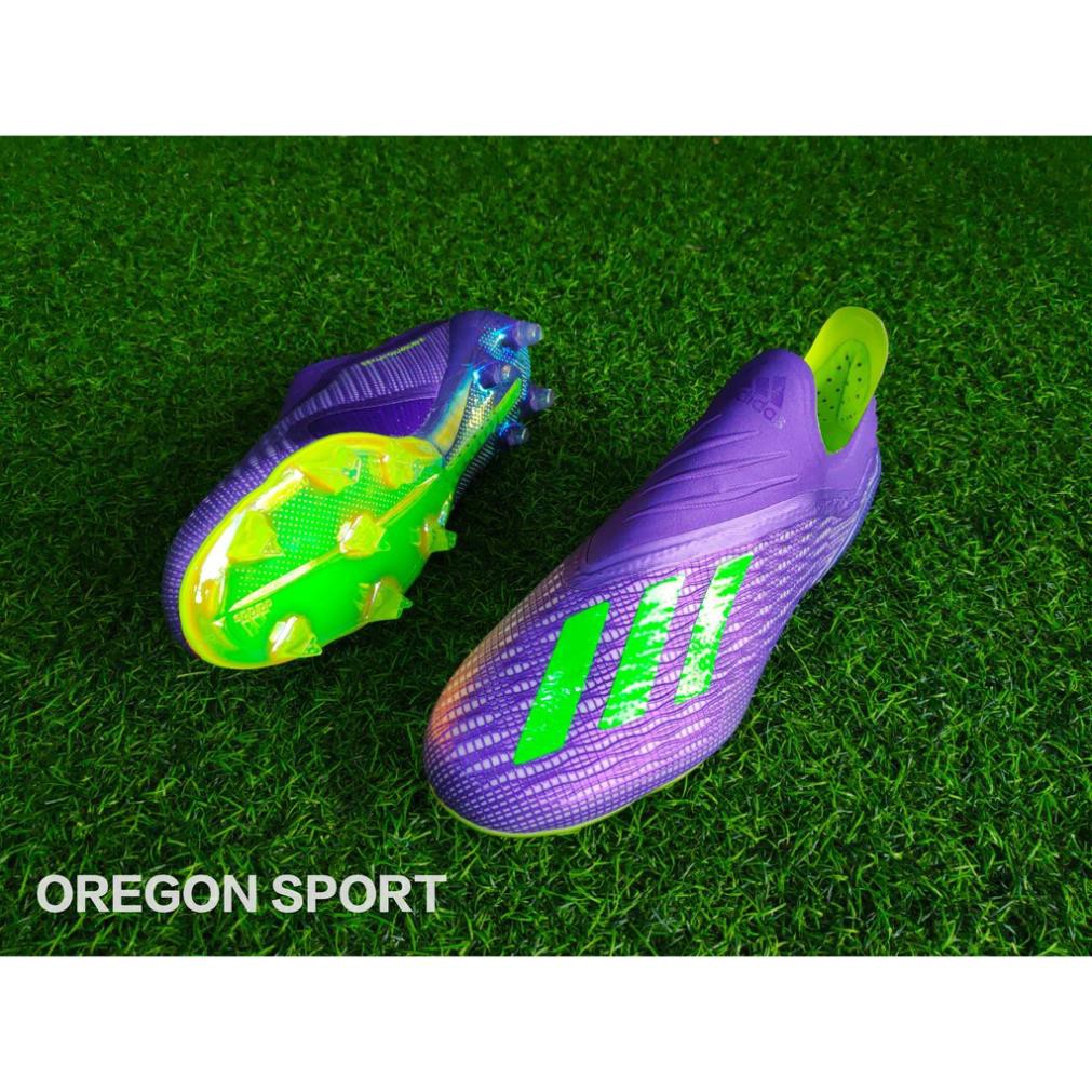 FRESIP HOT SẴN Giày bóng đá không dây đinh cao Adidas X18+ (Tím huyền bí ) 2021