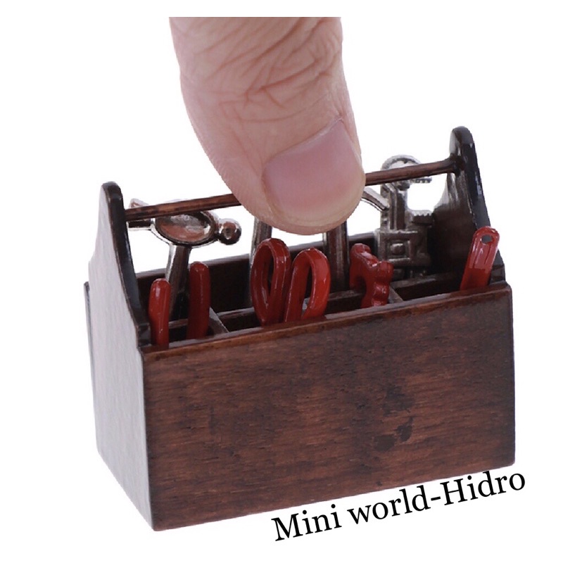 Set dụng cụ sửa chữa bằng gỗ mini tí hon dùng cho Búp bê BJD 1/12, 1/8 trang trí nhà búp bê. Combo miniature, Dollhouse