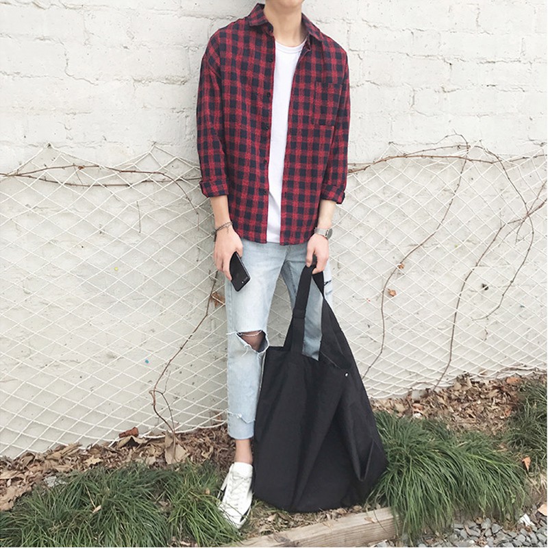 Áo khoác sơ mi họa tiết caro thời trang trẻ trung | BigBuy360 - bigbuy360.vn