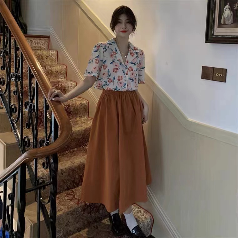 Áo sơ mi SUXI tay ngắn họa tiết hoa thời trang mùa hè cho nữ