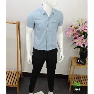 Áo Sơ Mi Nam Ngắn Tay Lụa Thái Cao Cấp 21234