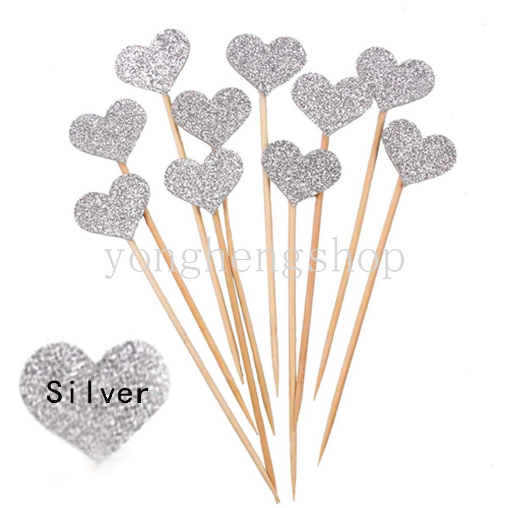 Set 10 Que Cắm Trang Trí Bánh Hình Trái Tim Xinh Xắn