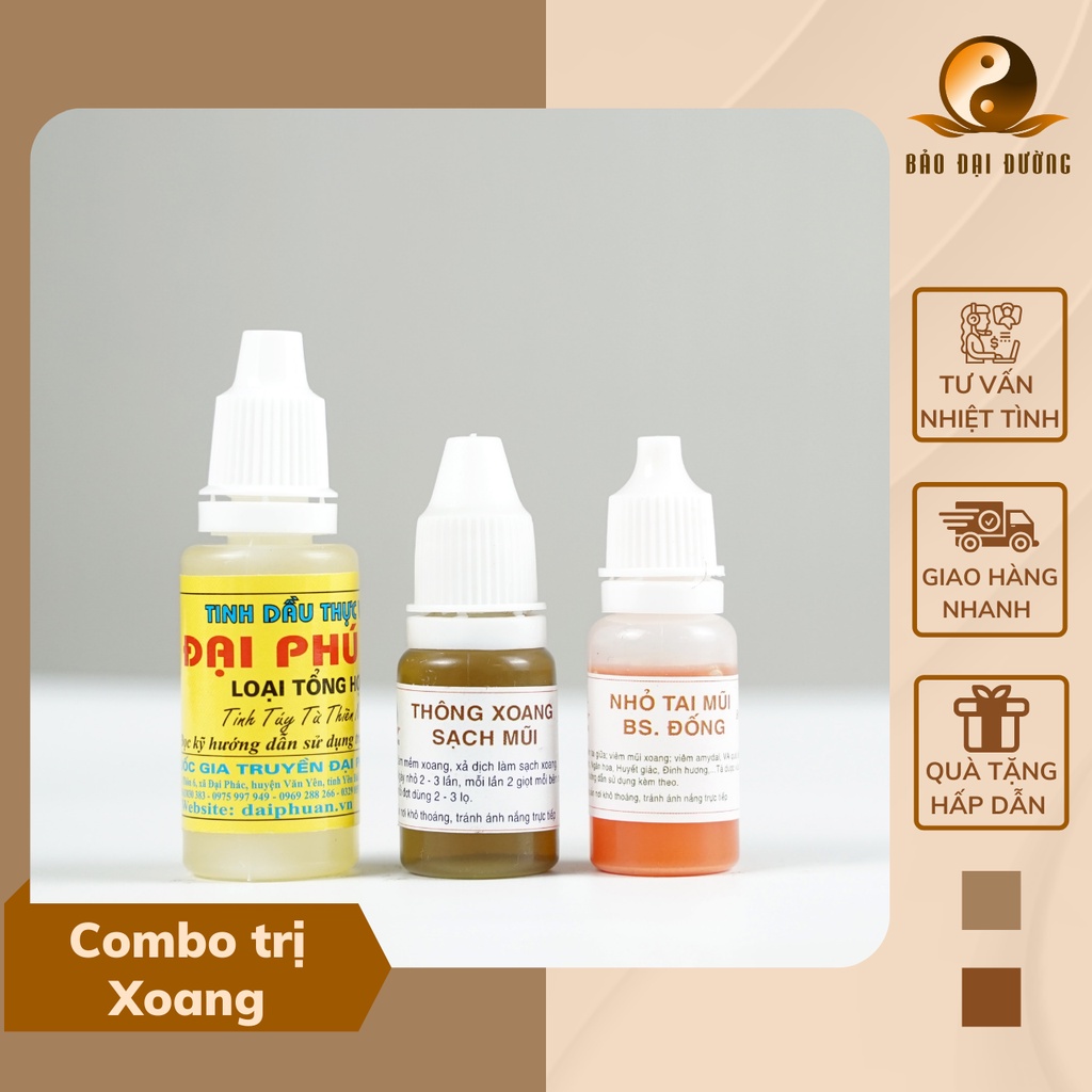 Combo 3 Sản Phẩm Giảm Chứng Xoang Bảo Đại Đường Thông Xoang Sạch Mũi -  Tinh Dầu Xông Xoang - Nhỏ Viêm Mũi Xoang