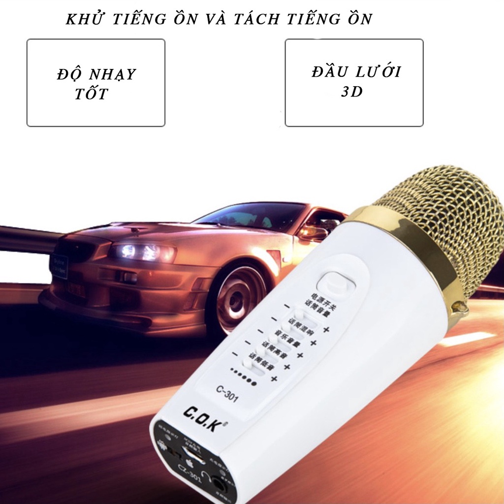 Micro Karaoke không dây COK C301- Kết Nối Bluetooth- Full Box, Mới 100%- Hàng Chính Hãng