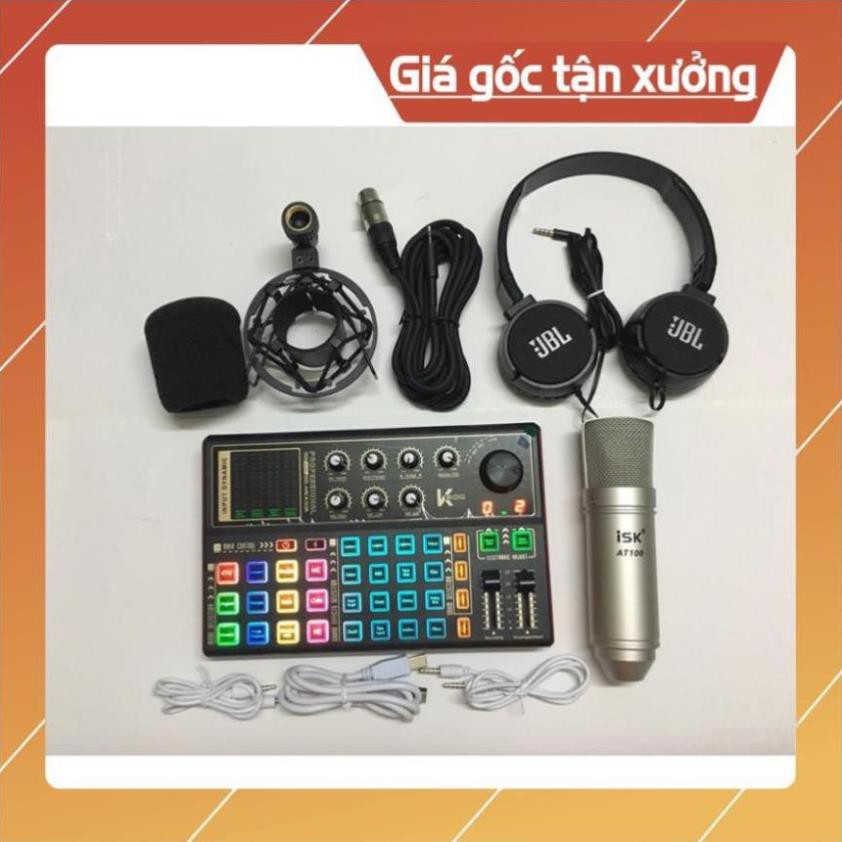 Mic thu âm livestream ISK AT100 sound card k300 bộ thu âm sound card k300 autotune bluetooth Tặng Ta
