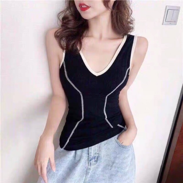 SIÊU ĐẸP - ÁO BA LỖ THUN GÂN COTTON CHIẾT EO HÀN QUỐC (TÚI ZIP XỊN)
