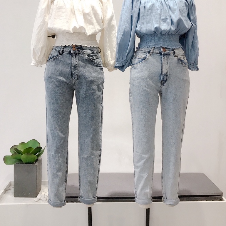 Quần jeans móc lưng cao (Trung/ Nhạt) - GJL18