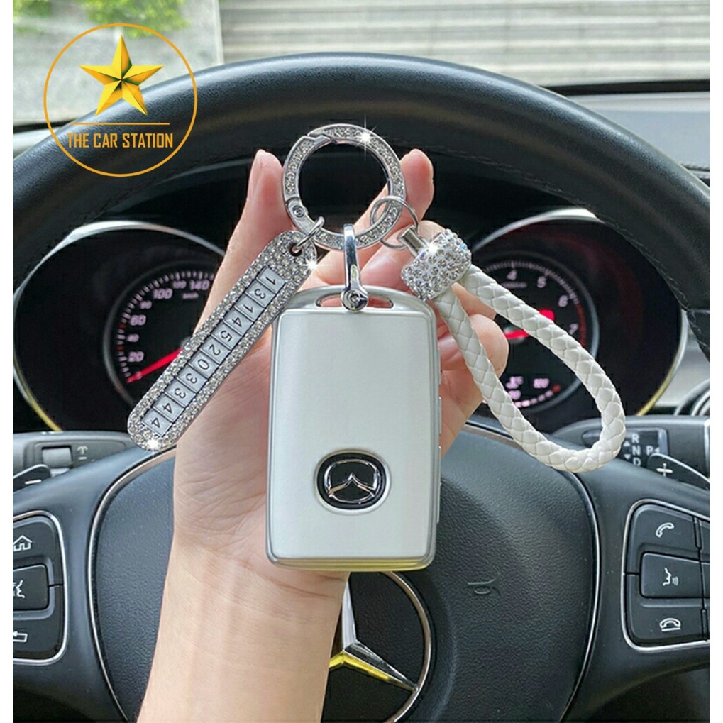 - Ốp đính đá bọc chìa khóa xe hơi ô tô Mazda 2 3 6 - Mazda CX 3 - CX 5 - CX 8 - CX 30 -  Bao da chìa khóa-Mẫu 74