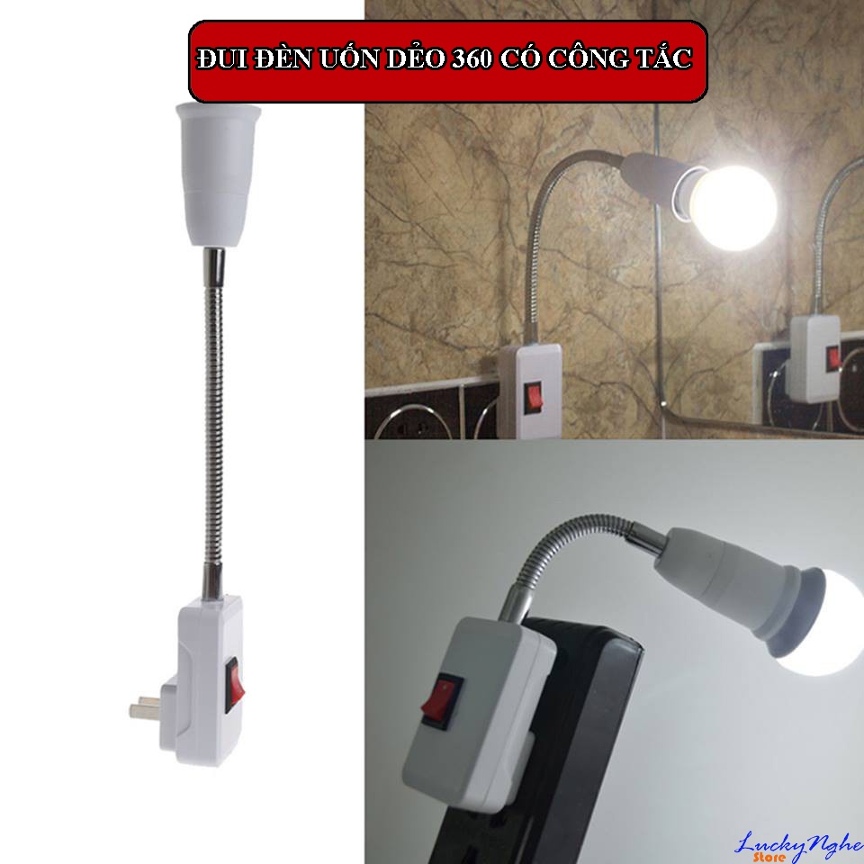 Đui đèn uốn dẻo 360 độ có công tắc 30cm chịu nhiệt tốt dùng cho bóng đèn điện cắm trực tiếp vào ổ cắm