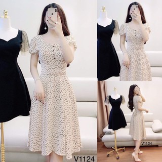 đầm chấm bi thắt nơ eo💖FREESHIP💖