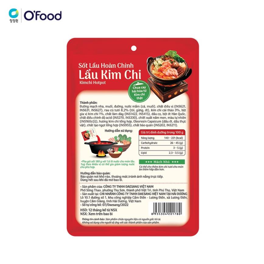 Sốt Lẩu Hoàn Chỉnh O'food Gói 180g nhiều vị