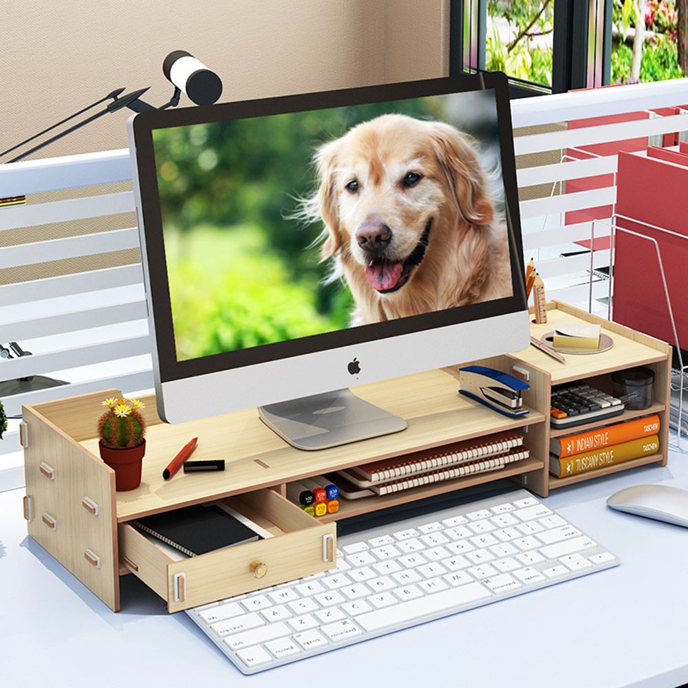 Kệ để màn hình máy tính để bàn có ngăn kéo nhỏ