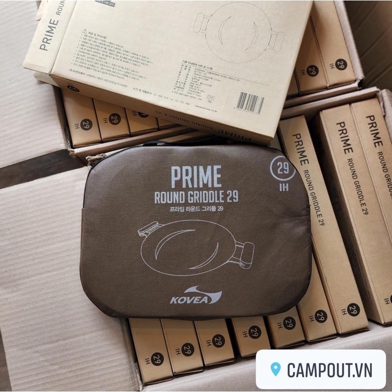 Chảo gang cao cấp Kovea Campoutvn Prime Round Griddle 29 cắm trại dã ngoại A415