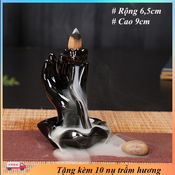 Thác khói trầm hương TAY PHẬT NÂNG HOA-tặng 10 nụ trầm hương