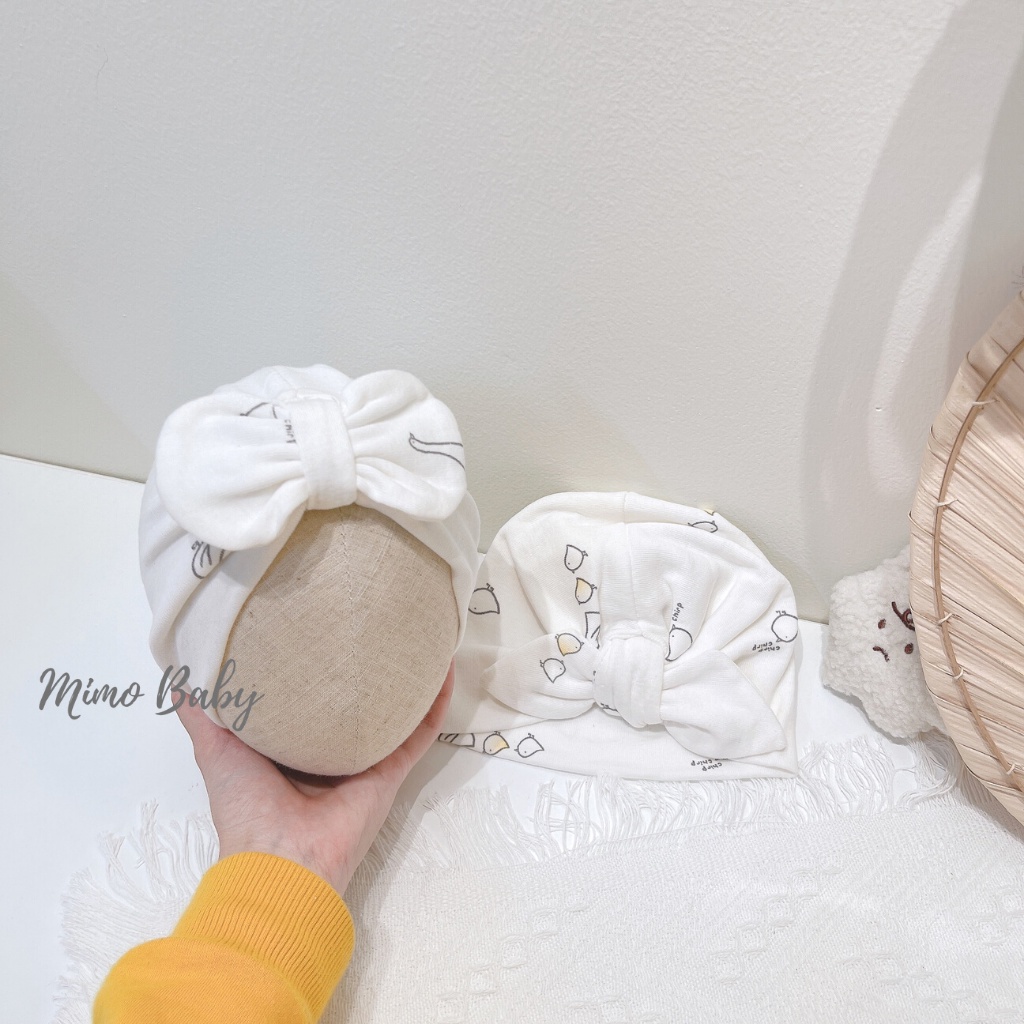 Mũ turban màu trắng họa tiết gà con đáng yêu cho bé MTB97 Mimo Baby