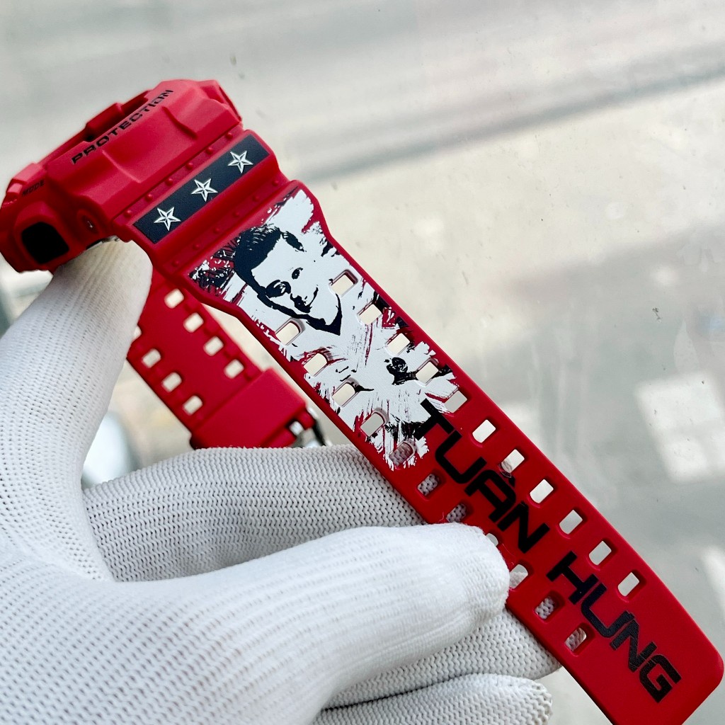 Đồng Hồ Nam Casio Gshock GA100B-4ADR Dây Cao Su Đỏ Có Chữ Kí Tuấn Hưng Size 51mm Tem Vàng Bảo Hành 5 Năm