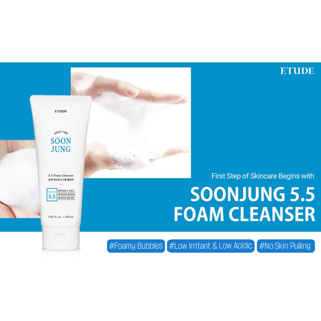Sữa Rửa Mặt Etude Soon Jung 150Ml 5.5 Bọt / Ph 6.5 Whip
