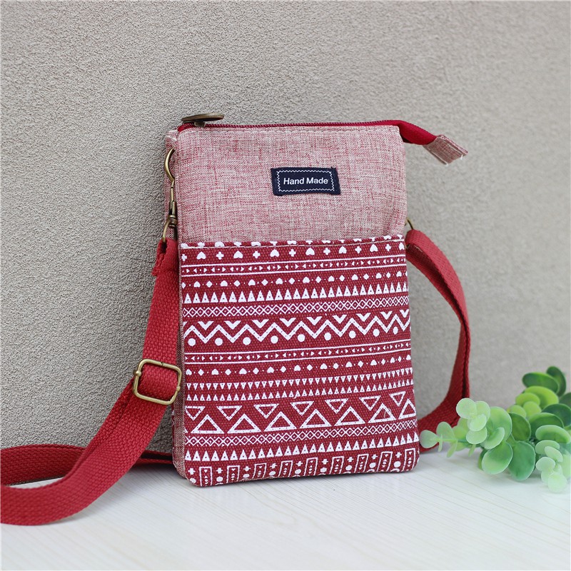 Túi Đựng Điện Thoại Di Động Bằng Vải Cotton Lanh Thủ Công Có Khóa Kéo Đa Năng Phong Cách Retro 6.5 Inch-7 Inch