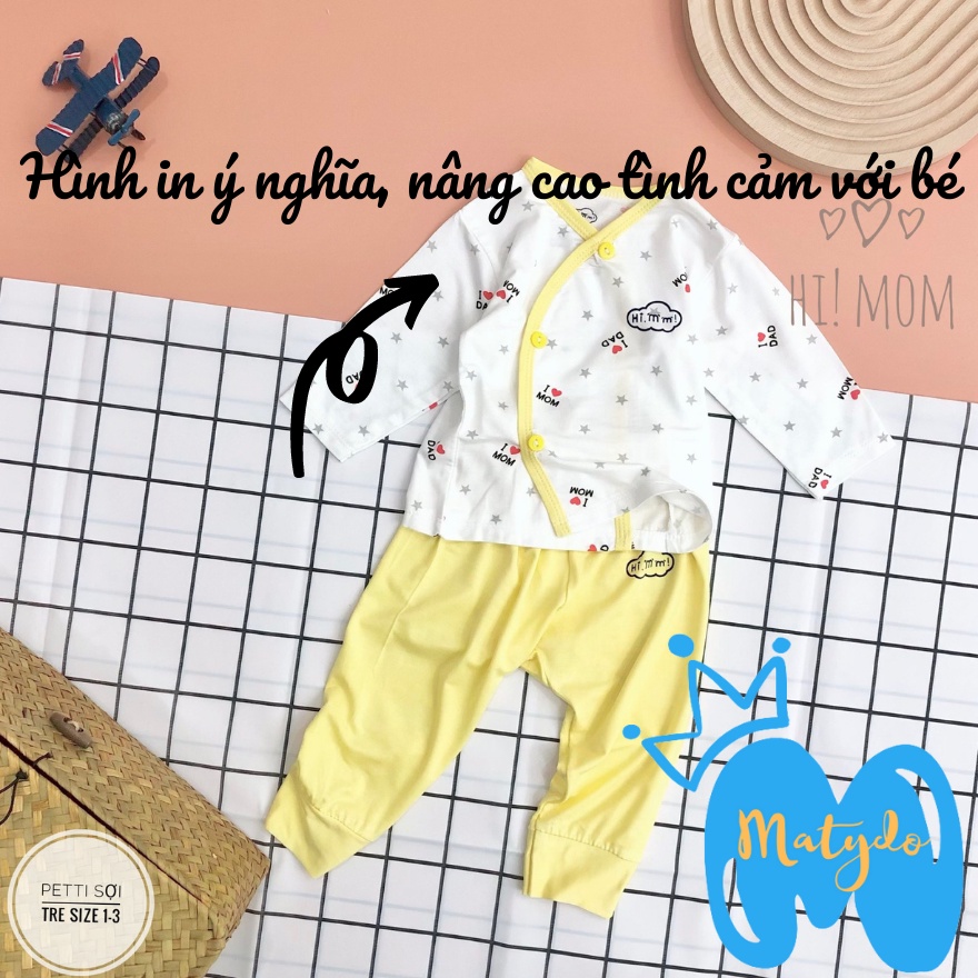 Quần áo sơ sinh bé trai bé gái mùa hè đông giá rẻ đồ sơ sinh cho bé Pama viền màu SS32