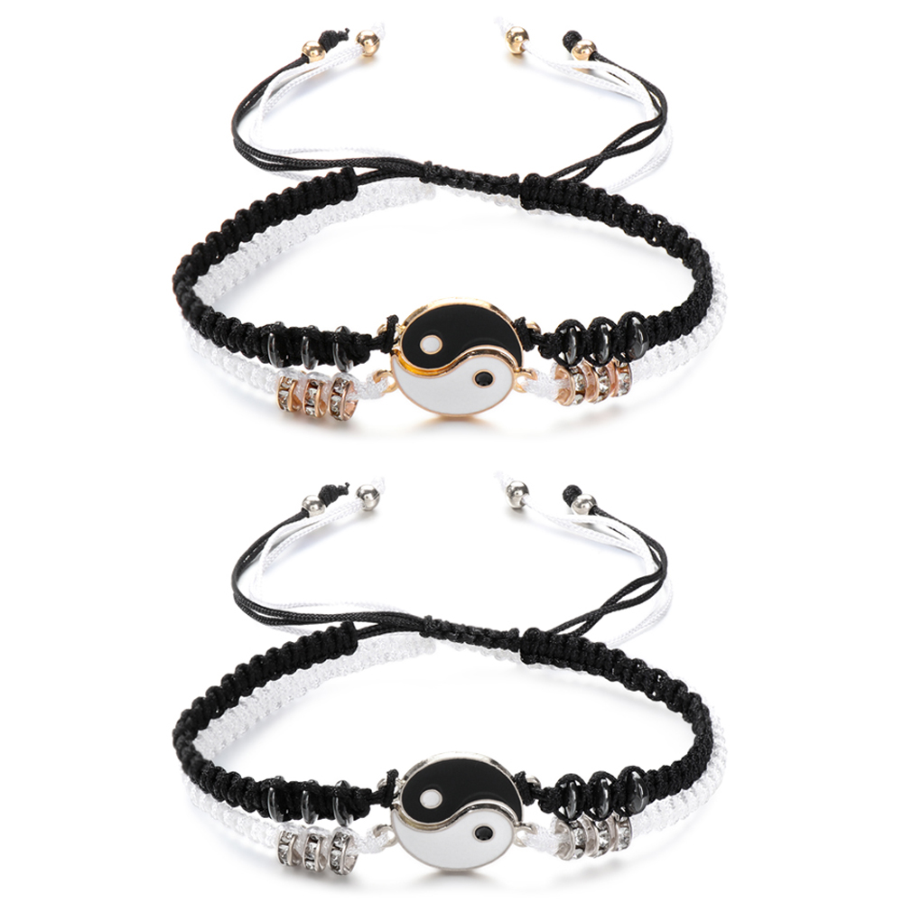 Vòng Tay Bện Dây Mặt Âm Dương Nhiều Màu Thời Trang