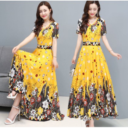 Đầm tay dài dáng ôm hoạ tiết cho phụ nữ trung niên | BigBuy360 - bigbuy360.vn