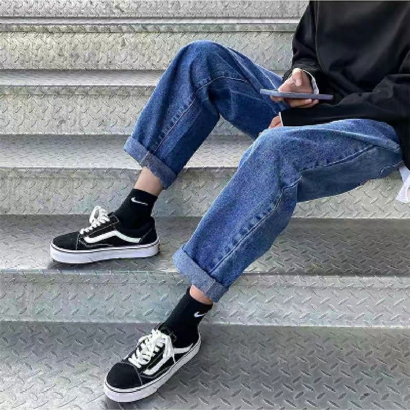 Quần Bò Ống Rộng Nam Nữ Cạp Chun Phong Cách HIPHOP STREETWEAR Quần Jeans Ống Rộng Dễ Phối Đồ Có Bigsize